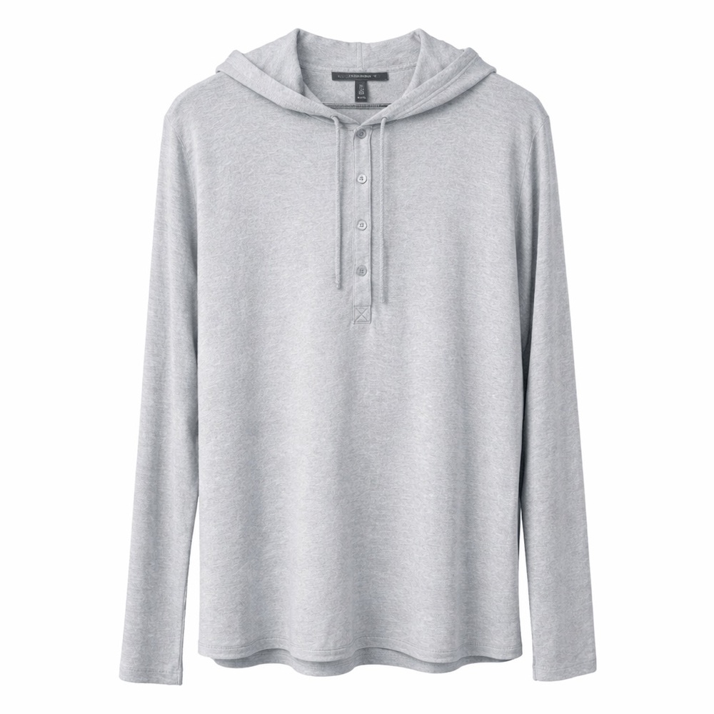 Eileen Fisher Henley Gray Hooded Women's Sweater